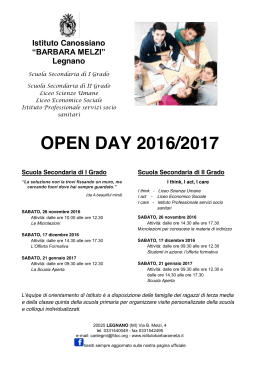 OPEN DAY 2016/2017 - Istituto Barbara Melzi