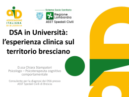 DSA in Università: l`esperienza clinica sul territorio bresciano