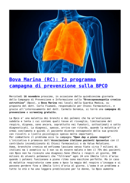 Bova Marina (RC): In programma campagna di prevenzione sulla