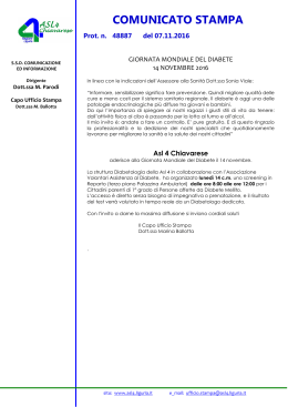 comunicato stampa - ASL 4 Chiavarese