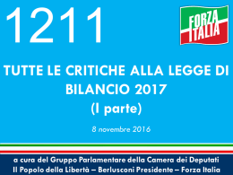 TUTTE LE CRITICHE ALLA LEGGE DI BILANCIO 2017 (I parte)