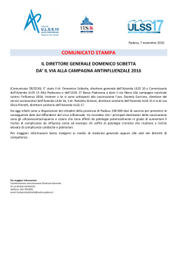 comunicato stampa - ULSS 16 Unità Locale Socio Sanitaria Padova