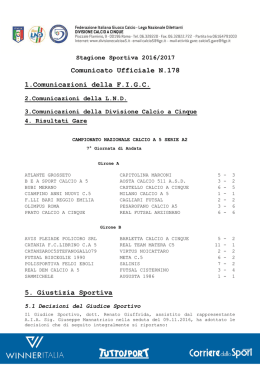 Comunicato - Divisione Calcio a 5
