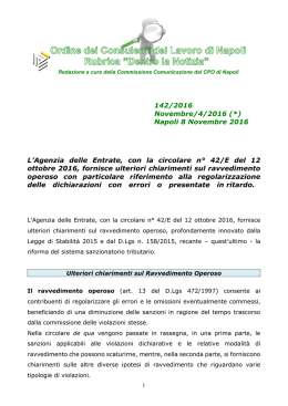 N° 142/2016 - Ordine dei Consulenti del Lavoro di Napoli