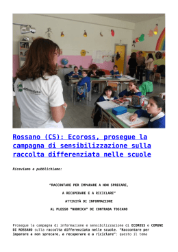 Rossano (CS): Ecoross, prosegue la campagna di sensibilizzazione