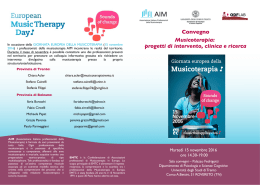 Convegno Musicoterapia: progetti di intervento, clinica e