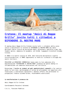 Crotone: Il meetup "Amici di Beppe Grillo" invita tutti i cittadini a