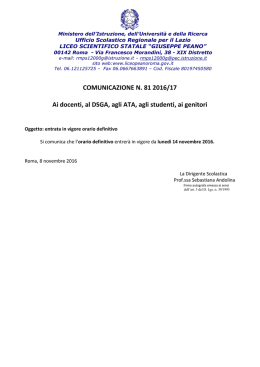 COMUNICAZIONE N. 81 2016/17 Ai docenti, al DSGA, agli ATA, agli