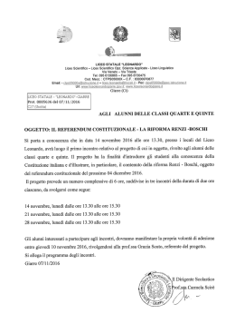 Il Referendum Costitutzionale - La Riforma Renzi