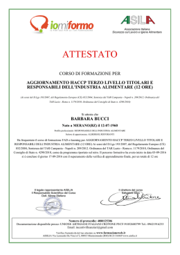 Certificato abilitazione HACCP