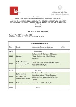 METHODOLOGICAL WORKSHOP Rome, 14th and 15th November