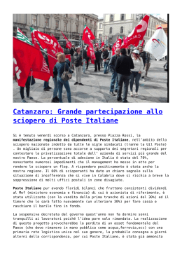 Catanzaro: Grande partecipazione allo sciopero di Poste Italiane