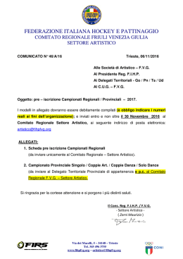 Pre iscrizioni campionati federali