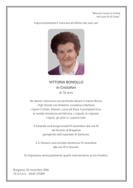 Vittoria Bonollo - Annunci Funebri