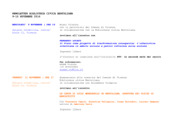 Newsletter 9-15 Nov. - Biblioteca Civica Bertoliana