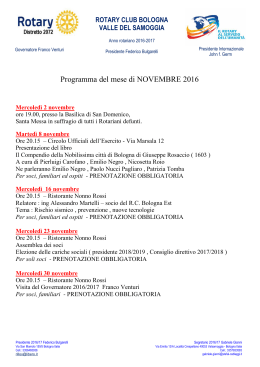 Programma di Novembre 2016 - Valle del Samoggia