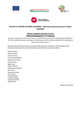 perfezionamento attoriale - Emilia Romagna Teatro Fondazione