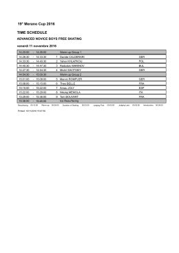 19° Merano Cup 2016 TIME SCHEDULE