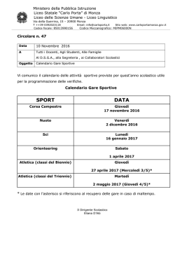 Calendario Gare Sportive - Liceo Statale "Carlo Porta" di Monza