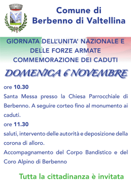 domenica 6 novembre - Comune di Berbenno di Valtellina