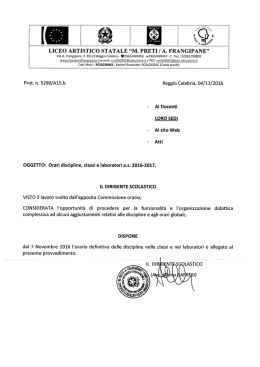Comunicazione orario del 7 Novembre 2016