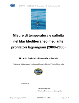 Misure di temperatura e salinità nel Mar Mediterraneo mediante