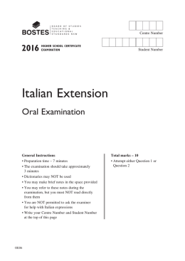 2016 HSC Italian Extension Oral - Board of Studies Teaching and