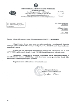 Libretto delle assenze e tessera di riconoscimento a.s. 2016-2017
