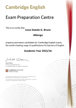 Liceo Statale G. Bruno Albenga Academic Year 2015/16