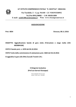 Albo - Decreto aggiudicazione Prot. 4834 del 08.11.2016 Stage