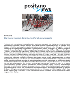 Bike Sharing in penisola Sorrentina, Sant`Agnello comune capofila
