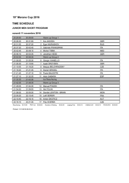 19&deg; Merano Cup 2016 TIME SCHEDULE