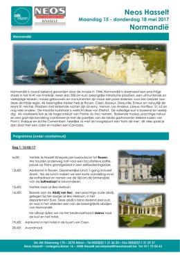 de brochure over onze reis naar Normandië van 15