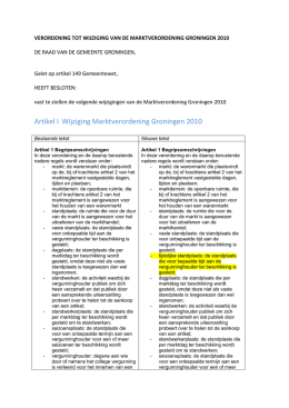 Artikel I Wijziging Marktverordening Groningen 2010