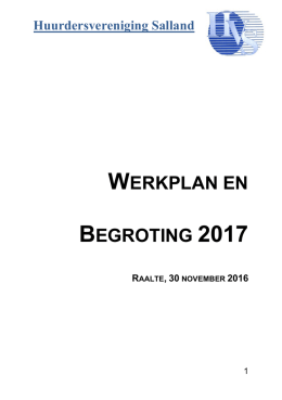 werkplan en begroting 2017 - Huurdersvereniging Salland
