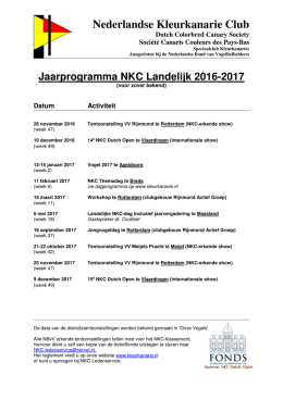 Jaarprogramma 2016-2017 - Nederlandse Kleurkanarie Club