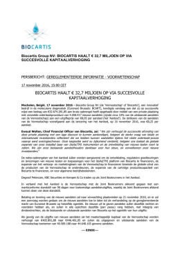 biocartis haalt € 32,7 miljoen op via succesvolle