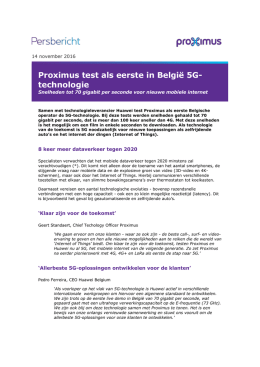 Proximus test als eerste in België 5G- technologie