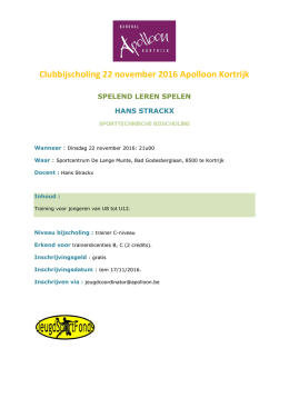 Clubbijscholing 22 november 2016 Apolloon Kortrijk