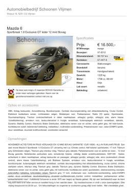 Automobielbedrijf Schoonen Vlijmen Mazda 6 Prijs