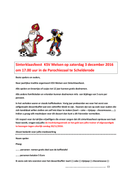 Sinterklaasfeest KSV Melsen op zaterdag 3 december 2016 om