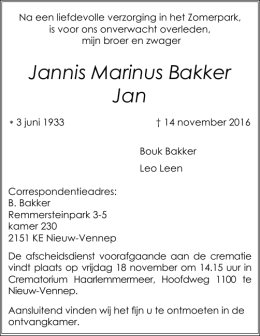 Jannis Marinus Bakker Jan