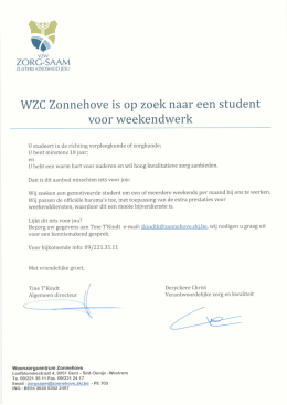 WZC Zonnehove is op zoek naar een student - vzw Zorg-Saam