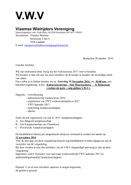 Kalendervergadering 2017 - Vlaamse Wielrijders Vereniging