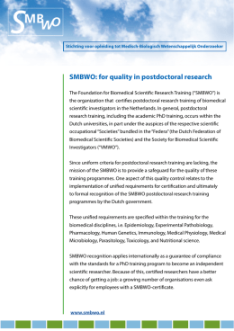 SMBWO: for quality in postdoctoral research