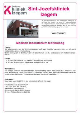 Vacature medisch laboratorium technoloog - Sint