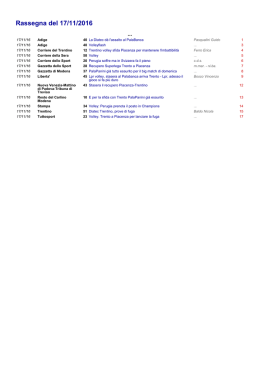 17 novembre 2016 Gioved&igrave; 17 novembre 2016