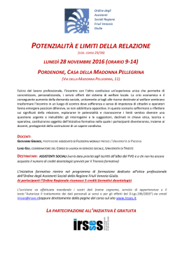 potenzialità e limiti della relazione - Ordine Assistenti Sociali Friuli
