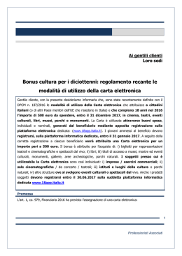 Bonus cultura - Professionisti Associati Valore