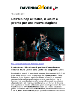 Dall`hip hop al teatro, il Cisim è pronto per una